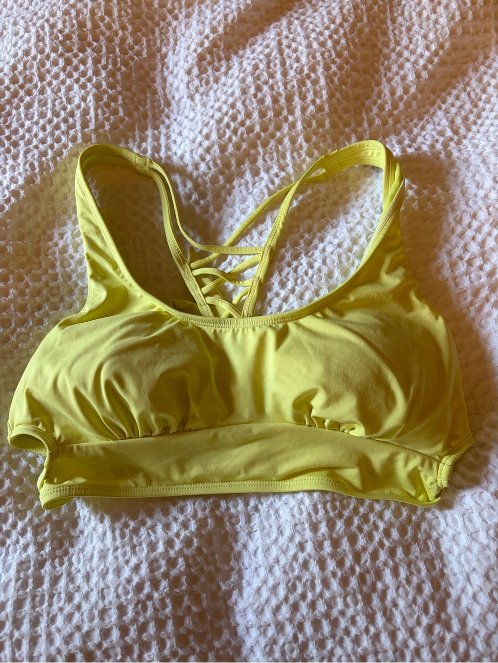 La Vie En Rose Yellow Strappy Swim Sports Bra